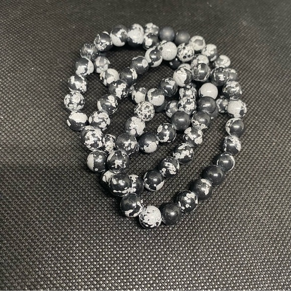 Crystals-NWTS-Handcrafted, AAA + Grade Snowflake Obsidian Bracelets - Picture 1 of 4